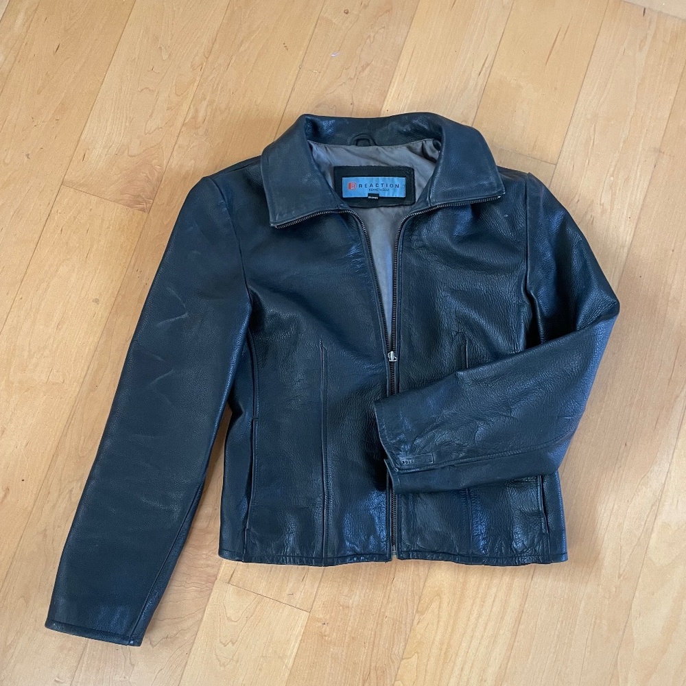 Kenneth Cole black leather jacket small